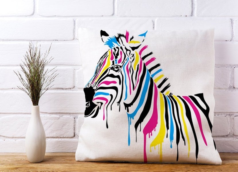 Warren Reed Multi Coloured Zebra Cushions
