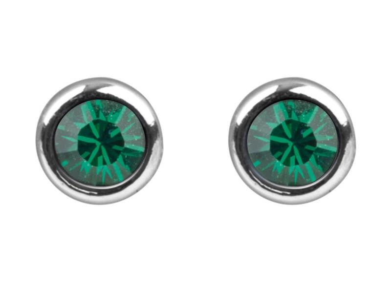 Cooksongold 925 Sterling Silver Crystal Birthstone Stud Earrings, 4mm Round