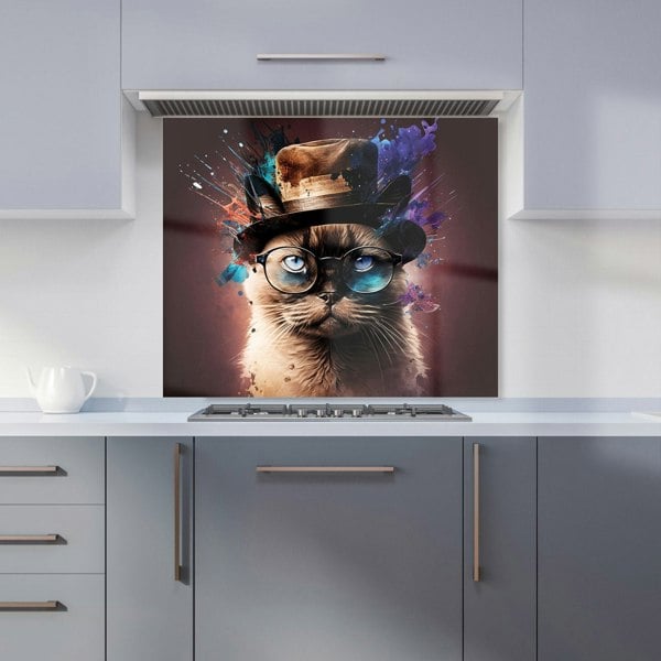 Warren Reed - Designer Siamese Cat Face Splashart Kitchen Splashback
