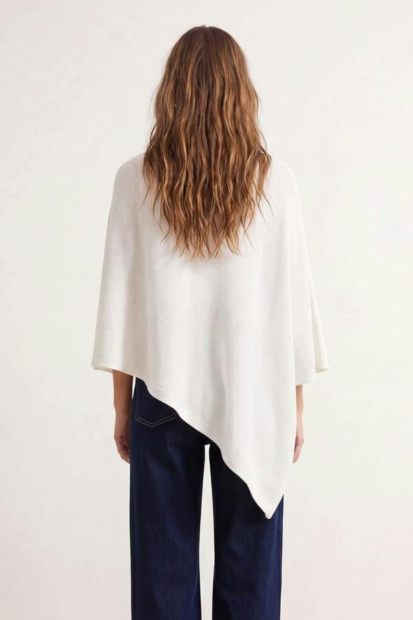 Boat Neck Batwing Sleeve Oversize Knit Poncho