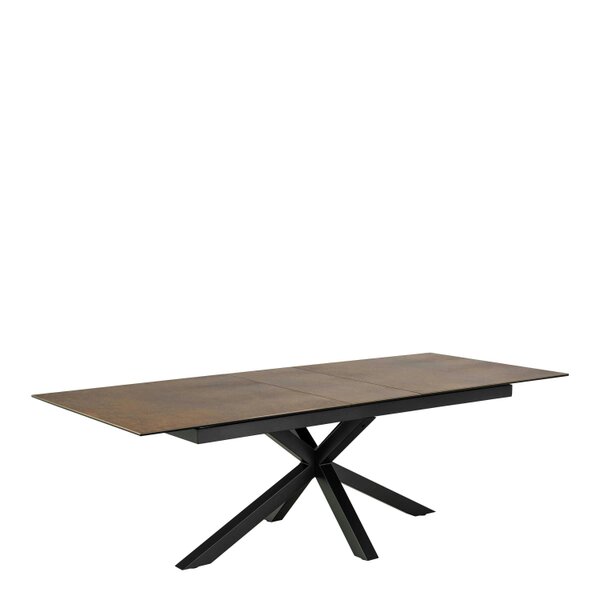 Wyld Haus Perth 200cm Rusty Brown Ceramic Extendable Dining Table Industrial Black Metal Legs