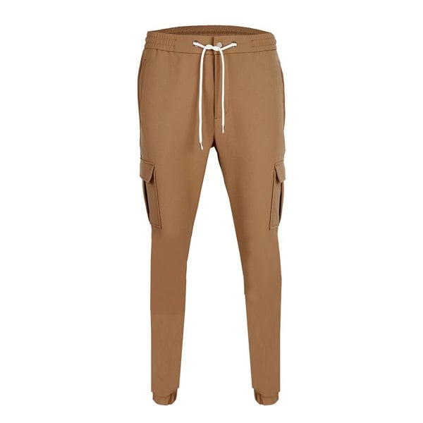 David WeJ Drawstring Trousers with Cargo Pockets - Beige