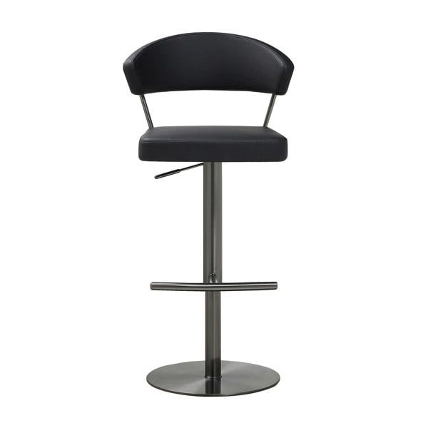 Furniture Edit Cosmo Black Performance Vegan Leather on Black Steel Barstool