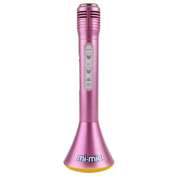 Mi-Mic Karaoke Microphone Speaker with Bluetooth and LED Lights - Pink