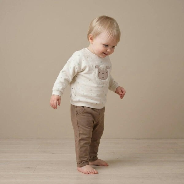 Mini Cuddles Sheep-Embroidered Sweatshirt (White)