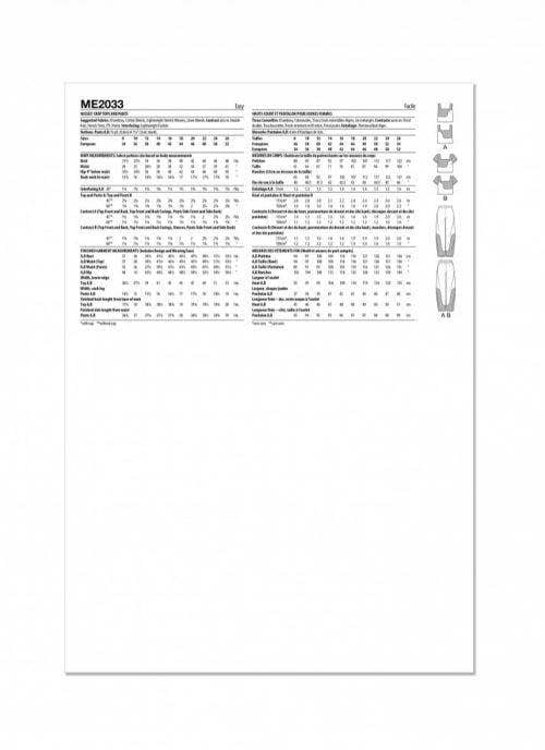 Know Me Sewing Pattern 2033, Tops, Trousers for Women, K5 (8-10-12-14-16) - Easy