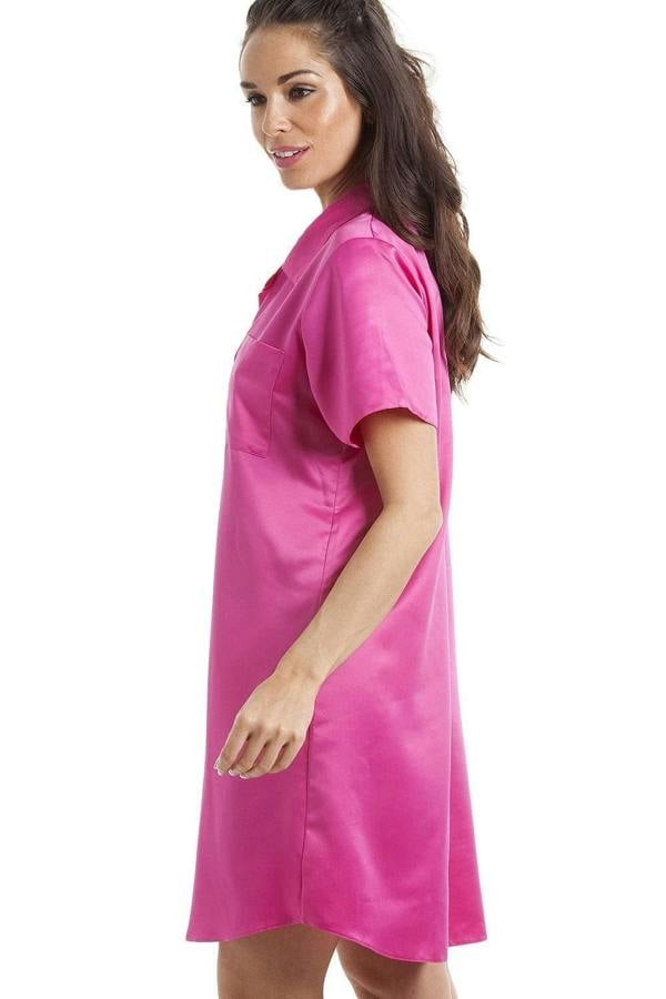 Camille Women's Nightshirt Knee Length Satin Dress Ladies Nightwear