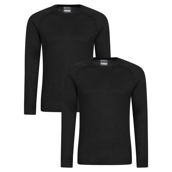 Mountain Warehouse Mens Talus Base Layer Top (Pack of 2) - Black - 