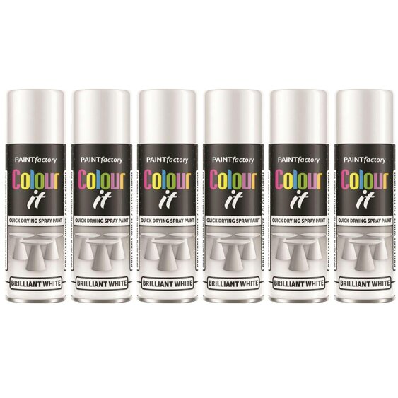 Paint Factory 6X  White Gloss Spray Paint 250ml