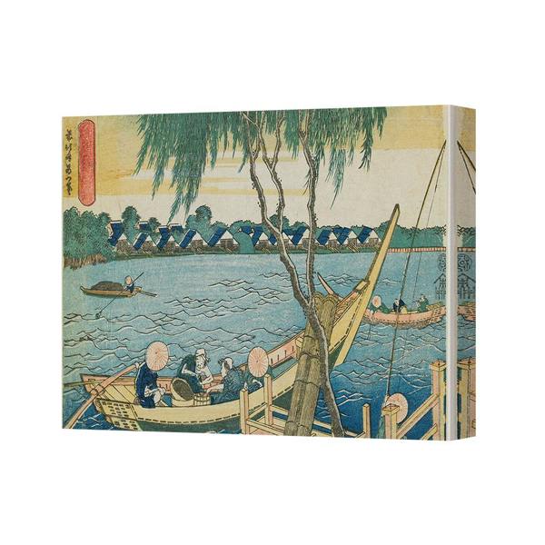 Benjamin Tate Design Canvas Wall Art Japanese Ukiyoe Scene By River With Boats
