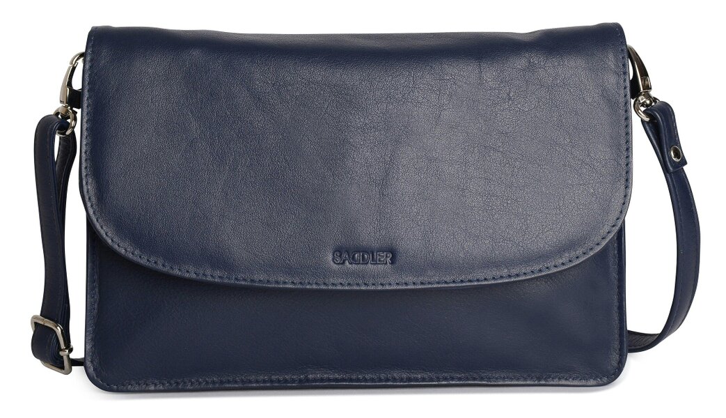 SADDLER Olivia 3-Section Leather Crossbody Bag & Clutch – Compact & Stylish - Gift Boxed - Peacoat Blue