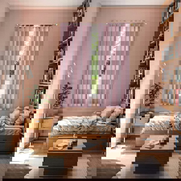 Pink Lined Blackout Eyelet Curtains - 46 x 63 Inch Drop - 2 Panel Image 6