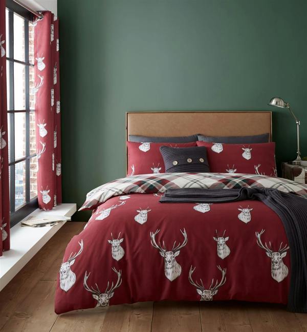 Munro Stag Check Red Duvet Cover Set
