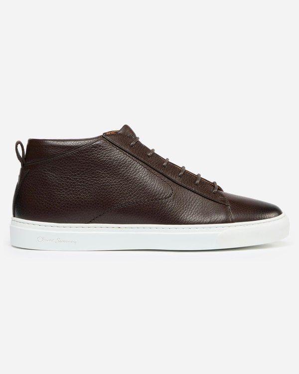 Oliver Sweeney Fermo Mens Mid Cut Deer Leather Trainers - Dark Brown