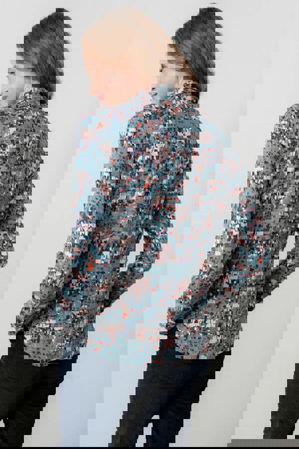 Lily & Me Patsy Geometric Print Shirt Sea Mist