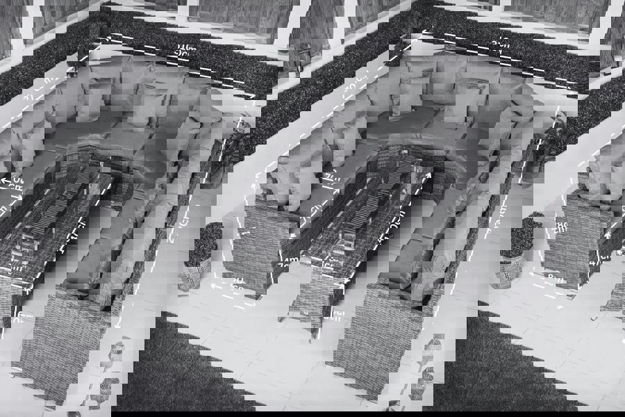 Giardino Santorini 7 Seat Modular Sofa Rattan Garden Furniture Set Outdoor Lounge Fire Pit Coffee Table