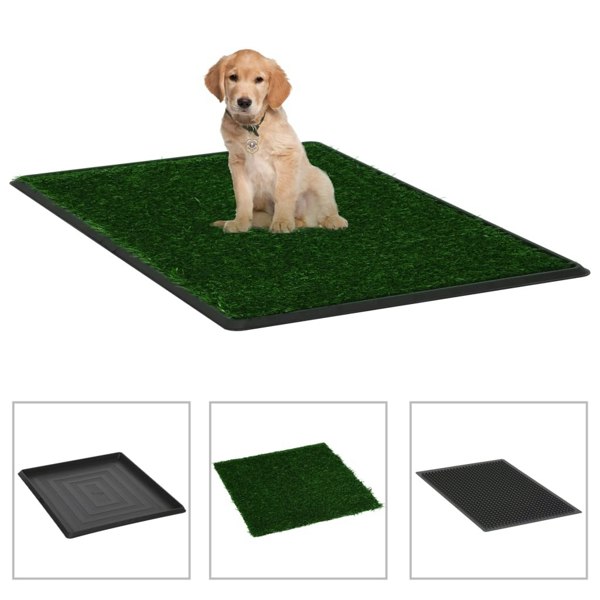 Berkfield Pet Toilet with Tray & Faux Turf Green 64x51x3 cm WC