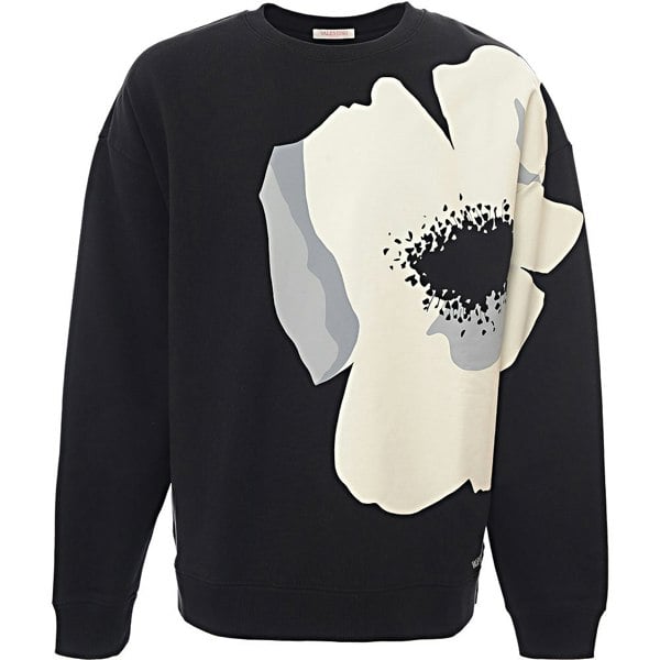 Valentino Garavani Mens Cotton Flower Portrait Knit Crew Neck in Multicoloured