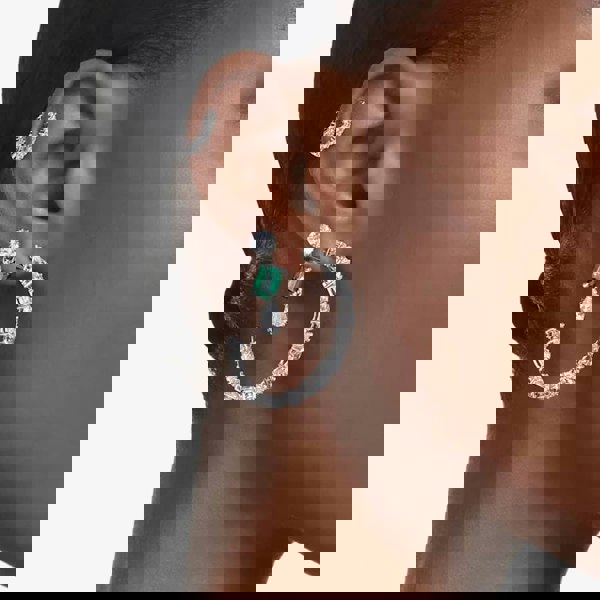 Swarovski Mesmera Green Mixed Cut Rhodium Plated Dropper Earrings 5665878