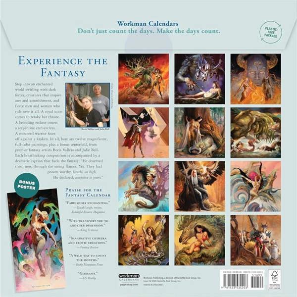 Boris Vallejo & Julie Bell's Fantasy Calendar 2027, Wall Calendars, Month To View, Art, Gift