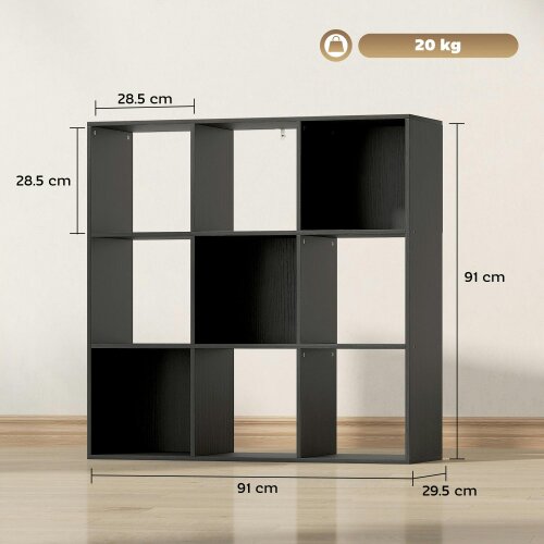 Wyld Haus Solipa Wood Black 9 Cube Storage Bookcase