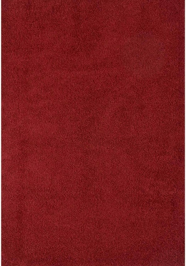 Shaggy Rug Plain Red non-shedding easy to clean