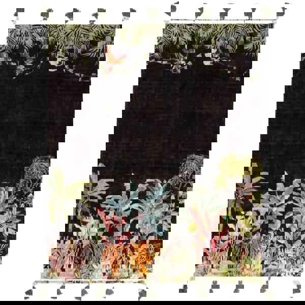 Wylder Midnight Velvet Jungle Tassel Throw - Noir