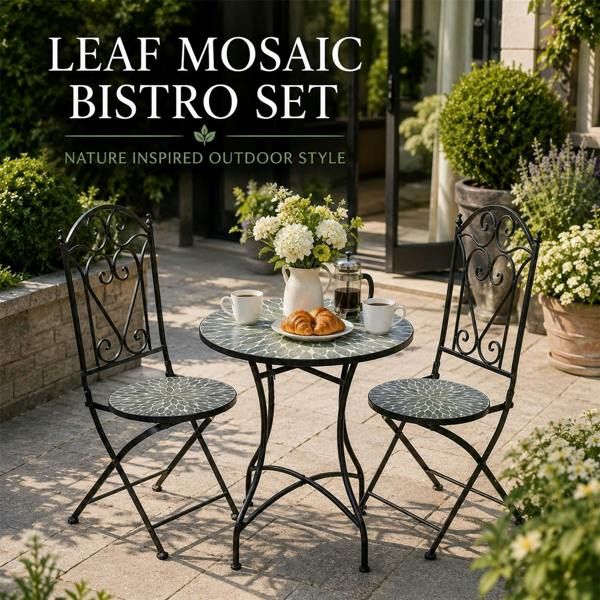 60cm Leaf Mosaic Bistro Set image 6