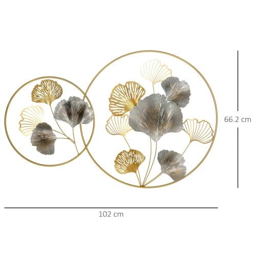 Bobobiy Large Metal Wall Art, Horizontal or Vertical Metal Hanging Decoration Entryway, Gold Silver