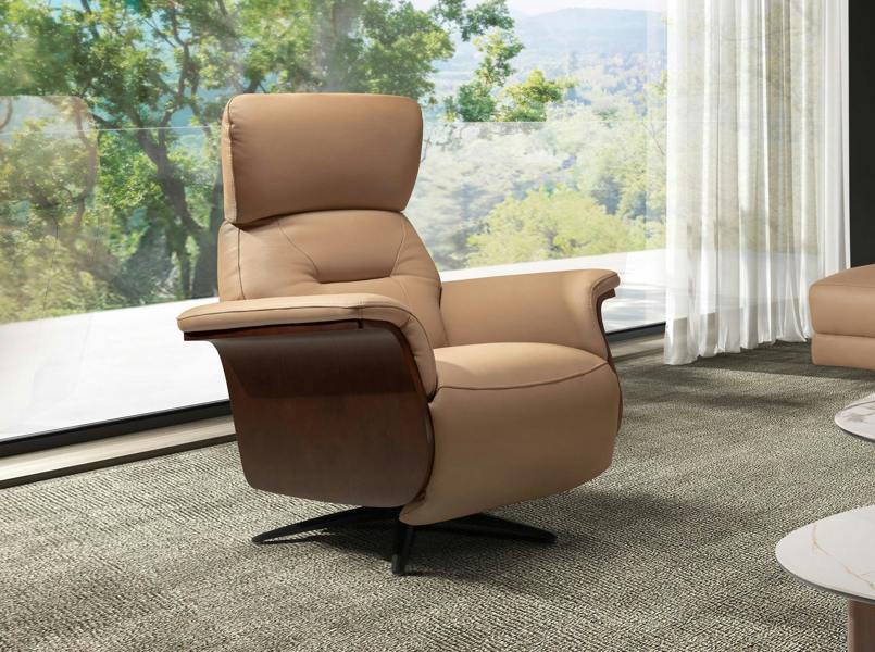 Angel Cerdá Brown leather swivel relax armchair 5198