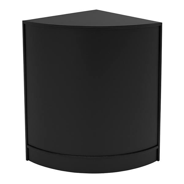 Black corner display counter from the Gravity LED Shop Counter Set, featuring a sleek, modern design with a smooth finish