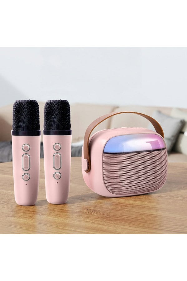 Living and Home Portable Karaoke Machine with Wireless Microphones and RGB Lights