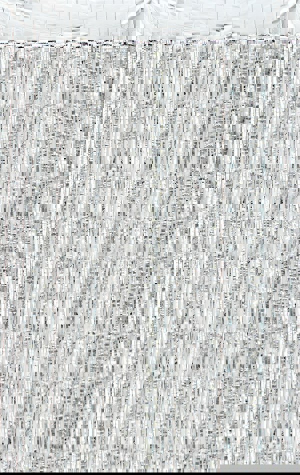 Cheetah Metallic Tinsel Curtain, 3M x 1M Silver