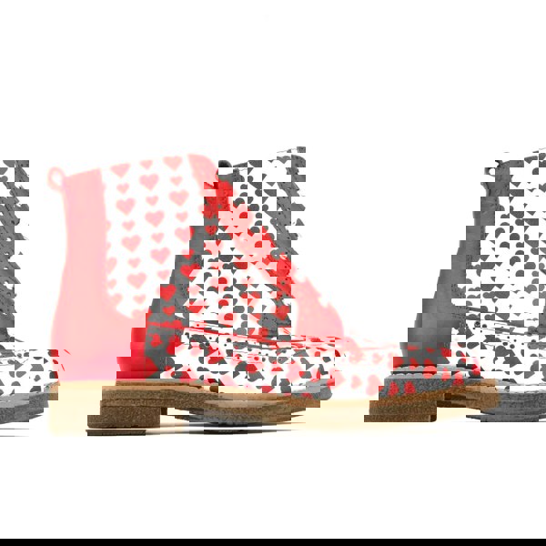 Embassy London Hatter - Love Struck - Women's ankle boot with red hearts print on white leather