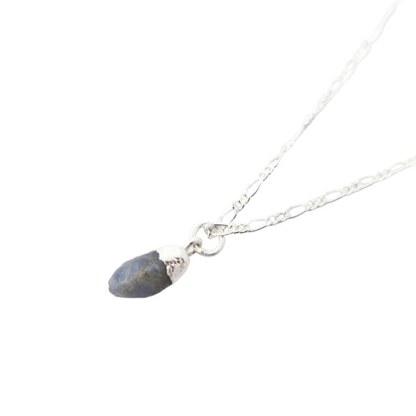 Sterling Silver Raw Sapphire Crystal Necklace