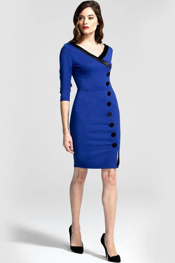 HotSquash 50s Silky Trimmed Button Wiggle Dress