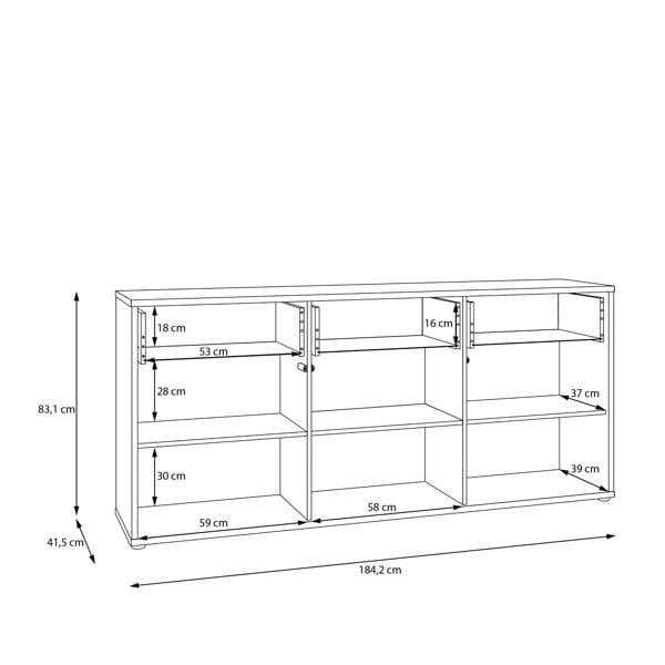 Furniture To Go Alice Springs 3 Door 3 Drawer Sideboard with Push-to-Open Drawers in Sand