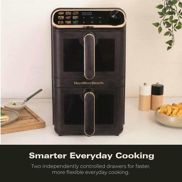 Hamilton Beach DualStack 11L Smart Air Fryer - Black & Brushed Brass