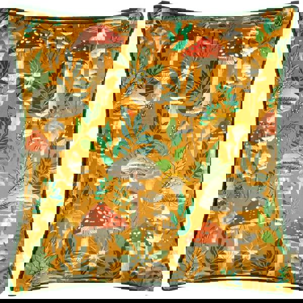 Wylder Wild Garden Piped Velvet Mushroom Cushion Cover - Multicoloured
