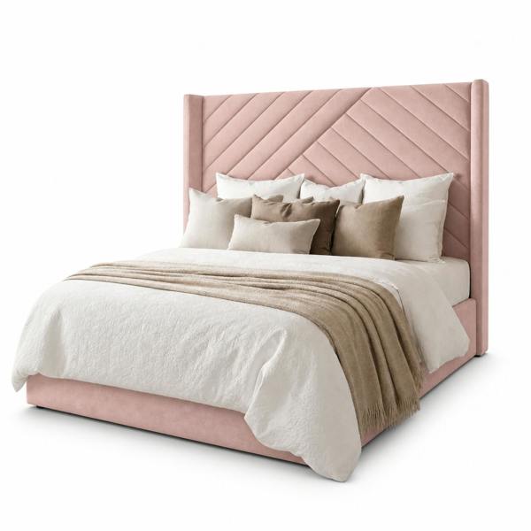 Great British Beds Belfast Winged Divan Ottoman Bed - Pink Plush