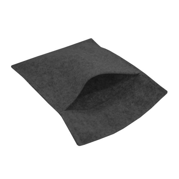 Anthracite grey storage pouch made of soft felt, featuring a sleek, minimalist design with an open top for easy access