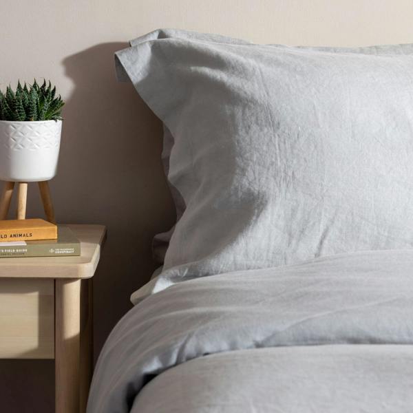 Light Grey French Linen Bed Set bedroom detail | Soak and Sleep
