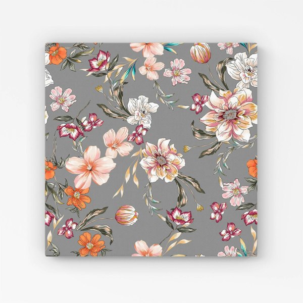 Warren Reed Peony, Lily, Tulip, Daisy Colorful On Grey Background Canvas