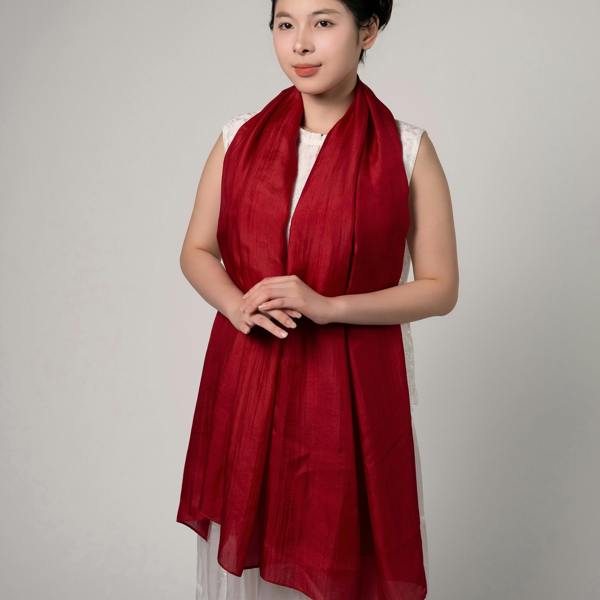 Deep Red Silk Scarf – Hand-Dyed Mulberry Silk, Evening & Occasion Wrap