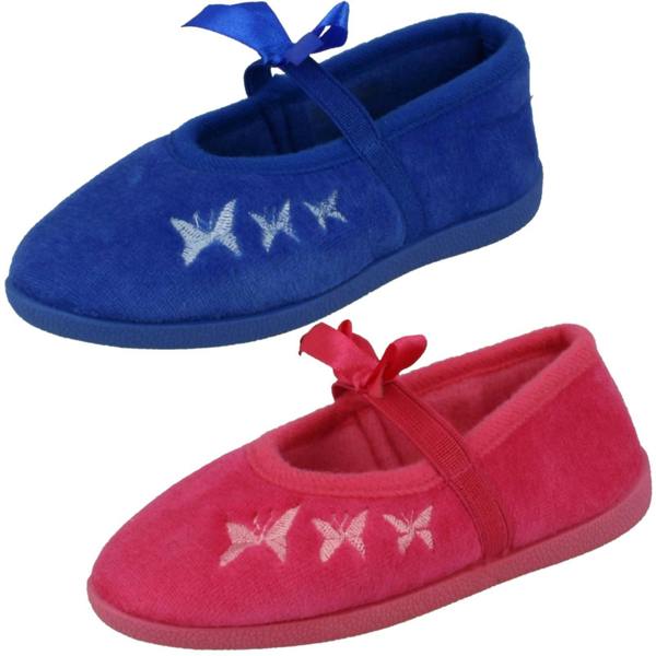 Spot On Infant Girls Spot On Slippers with Butterfly Stitching