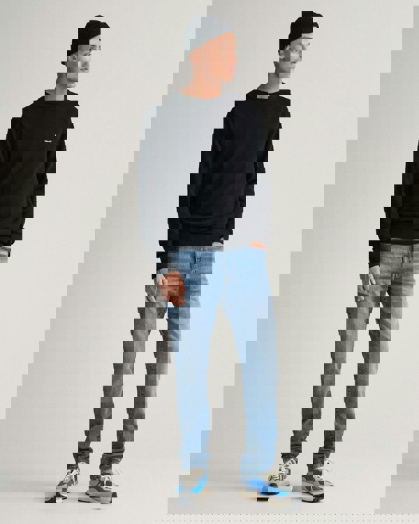 GANT Mens Cotton Pique Crew Neck Jumper - 5 Black