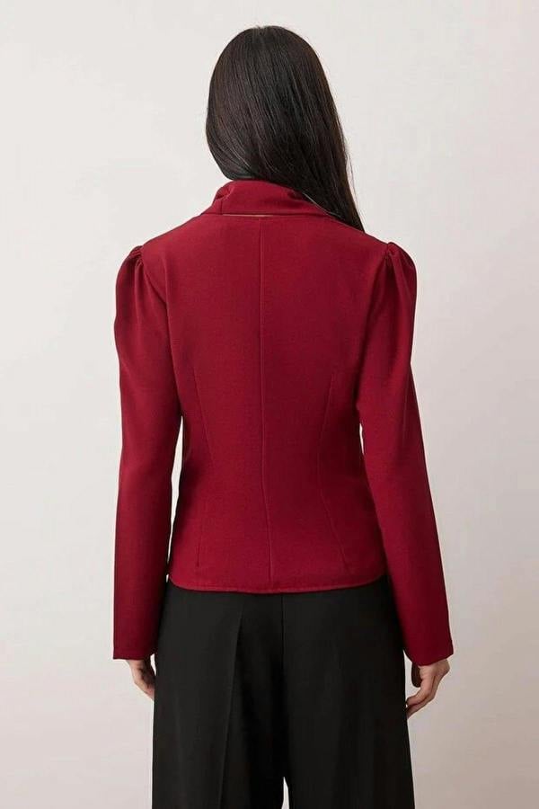 WOVCOR Shawl Detail V-Neck Woven Blouse