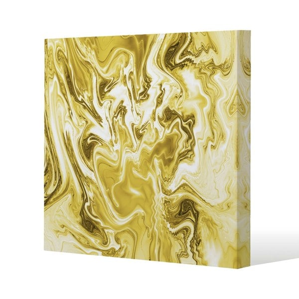 Benjamin Tate Design Golden Swirled Marble Slim Style Canvas Print  90x90cm , 15mm Slim Real wood.