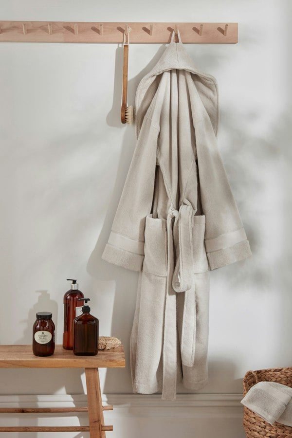 Pretty You London Bamboo Towelling Robe in Light Grey