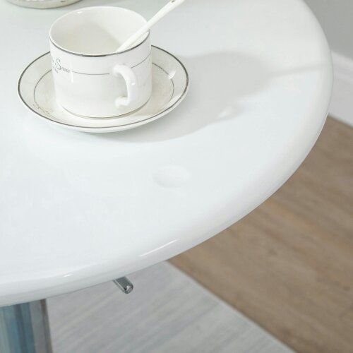 Wyld Haus Nisapa Metal White Adjustable Round Bar Table With Swivel Top And Steel Base